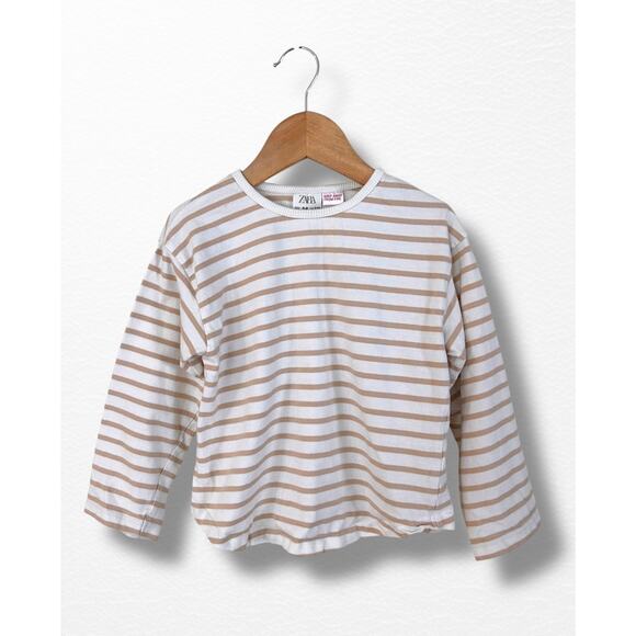Zara Neutral Striped Shirt, Size 5/6 - Picture 6 of 6
